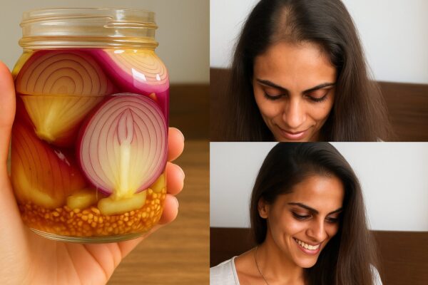 Remedio de cebolla y aceite para un cabello fuerte, grueso y brillante