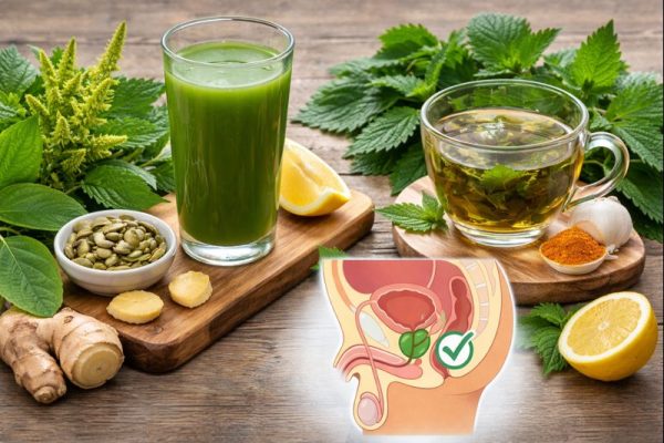 Salud prostática natural: jugo de amaranto e infusión de ortiga para hombres